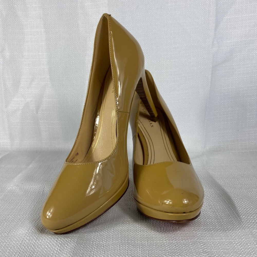Cole Haan Chelsea Nike Air Patent Leather Platform Pumps Camel Tan Womens 7.5B